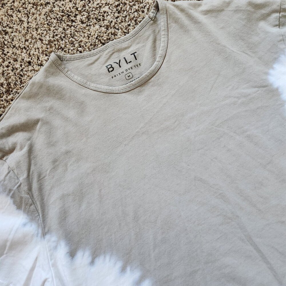 Bylt Prism Dye Tee T-Shirt Mens Medium Tan White Activewear Casual Workout Basic